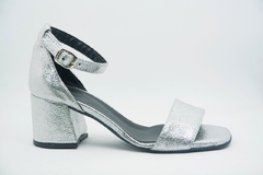 Sandalia taco cuadrado Plata - comprar online