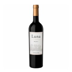 Botella con fondo blanco de vino Luna Malbec