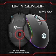 Mouse De Juego Gamer Melon Tifon M100 6400 Dpi Rgb en internet