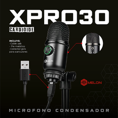 Micrófono Condenser Melon Xpro30 Cardioide Usb Reduce Ruidos - tienda online