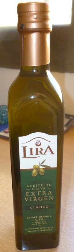 ACEITE LIRA EXTRA VIRGEN BOTELLA X 500CC.