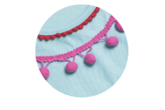 (Art.659) Vestido Liso con pompones de colores - comprar online