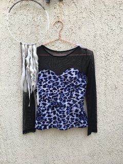 Blusa tule peplum animal print (38) na internet