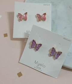 Aritos Mariposa Cristal - Blumoon -Mayoristas de accesorios en Once- Blumoon