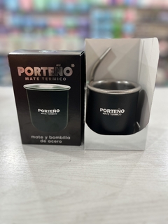 Mate termico Porteño Acero Inox bombilla y caja regado color Negro en internet