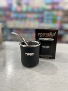 Mate termico Porteño Acero Inox bombilla y caja regado color Negro - comprar online