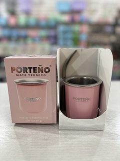 Mate térmico Porteño Acero Inox bombilla y caja regalo Color Rosa - comprar online