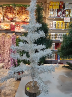 ARBOL DE 60 CM CON BASE DE MADERA BLANCO