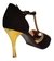 ZAPATOS DE BAILE GAMUZA NEGRA Y CUERO ORO - comprar online