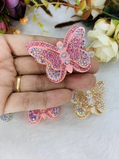 Aplique Borboleta com stras cor Prata, Dourado e Rosa - comprar online