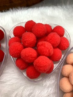 Pompom rígido de 1,5 cm cor salmon, vermelho, salmon claro, branco, cinza, rosa pink, bege, roxo na internet