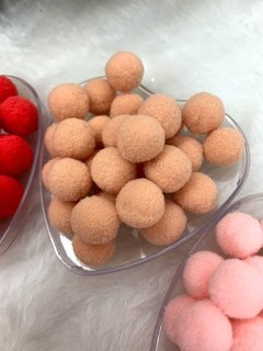 Pompom rígido de 1,5 cm cor salmon, vermelho, salmon claro, branco, cinza, rosa pink, bege, roxo