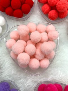 Pompom rígido de 1,5 cm cor salmon, vermelho, salmon claro, branco, cinza, rosa pink, bege, roxo - loja online