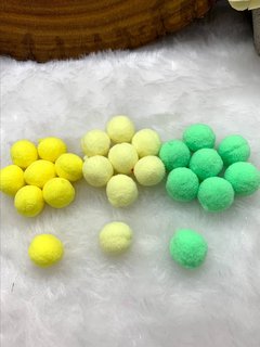 Pompom rígido amarelo, verde água, amarelo claro