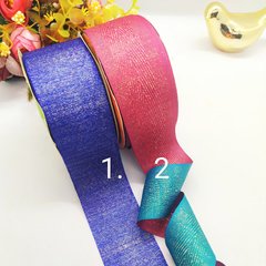 Fita Gorgurão Lurex cor azul royal/dourado e rosa/azul tiffany. 38mm/n9 - Helô Tecidos e Armarinho