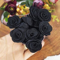 Aplique flor de malha cor preta 3cm - comprar online