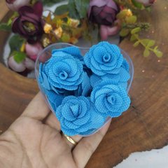 Aplique flor de malha cor azul turquesa 3cm - comprar online