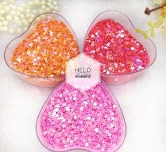 Confete de estrela cor laranja, Rosa chiclete, pink pct de 10g ou 25g