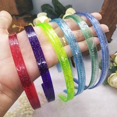 Tiara de dentinho Transparent com Glitter inquebravel marca importada, Larg 10mm 12und ou unidade, cor roxa, vermelha, verde neon, azul turqueesa, verde água, azul bebê