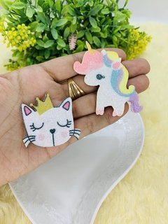 Aplique de lonita Gato e Unicornio