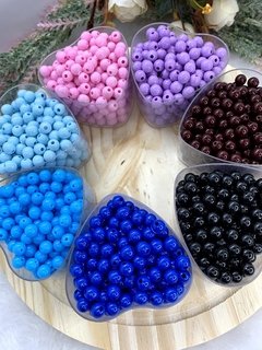 Perola bola plástica n8 cor lilas, marrom, preta, rosa bebe, azul royal azul bebe 20g