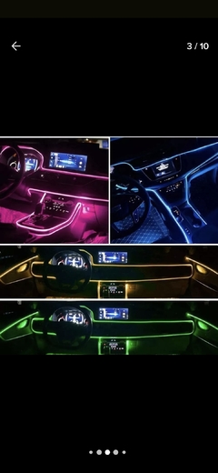 Set X 5 Hilo De Neon Rgb 12v Con Bluetooth Para Interior Del Auto - comprar online