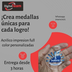 Medalla Acrilico Impresa Full Color Uv personalizada