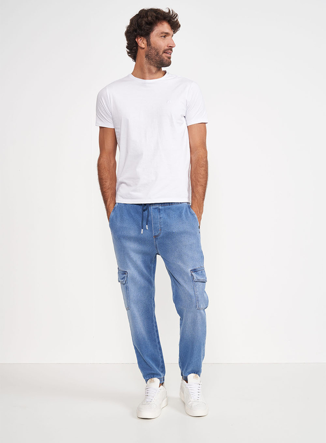 Calça slim barra elástico - calças jeans - SHOULDER