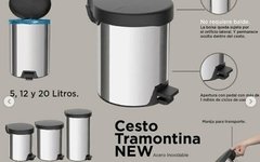 CESTOS DE ACERO TRAMONTINA CON TAPA Y PEDAL MEDIANO 12 LITROS 830AR405 01 - tienda online