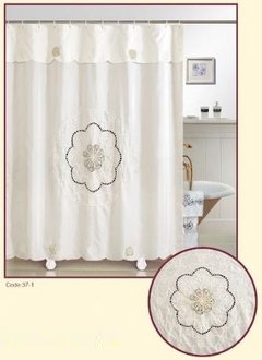 CORTINA PARA BAÑO DE TEFLÓN BORDADAS, CALADAS, CINTAS, CROCHE 836AI675 01