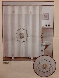 CORTINA PARA BAÑO DE TEFLÓN BORDADAS, CALADAS, CINTAS, CROCHE 836AI675 01 - MI AJUAR