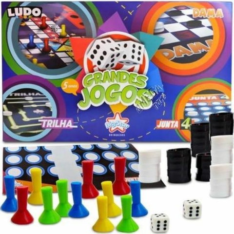 Kit Jogos de Tabuleiro Clássicos Turma Da Mônica Dama Ludo Xadrez