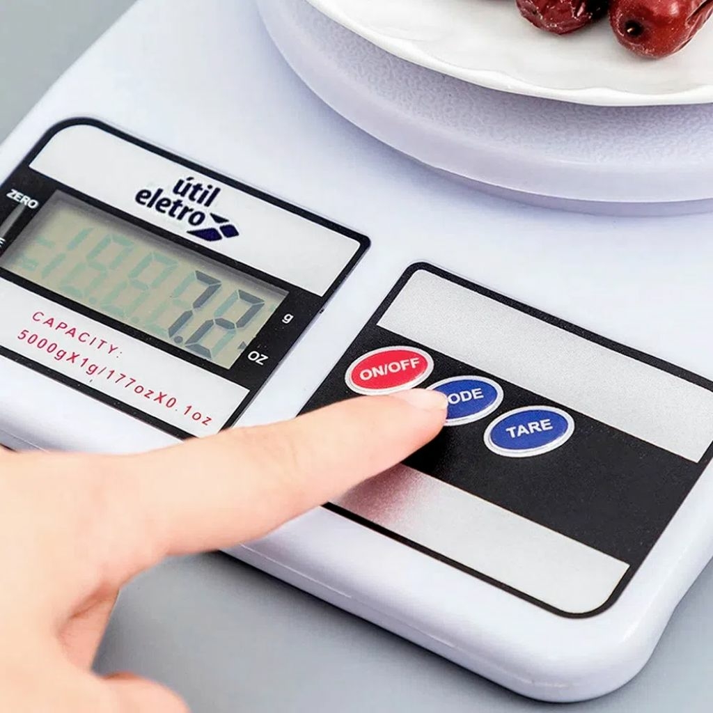Balança Digital Precisão Cozinha 1g a 10kg Branca a Pilha