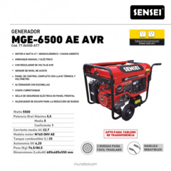 Grupo Electrógeno Generador Sensei Mge-6500 Ae Avr 5500w - comprar online