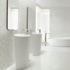 Krion Lavabo Ovalado de Pie Almond 50x40x89 blanco - comprar online