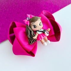 Laço Barbie Pink G ( 10 cm ) + tiara adaptável