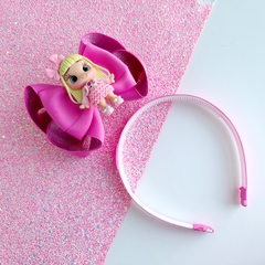 Imagem do Laço Barbie Rosa G ( 10 cm ) + tiara adaptável