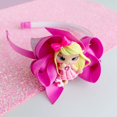 Laço Barbie Rosa M ( 8 cm ) + tiara adaptável - loja online