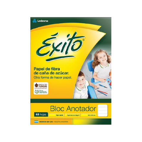 BLOC PEGADO ANOTADOR ÉXITO A5, 48 HOJAS RAYA, 100 G/M2