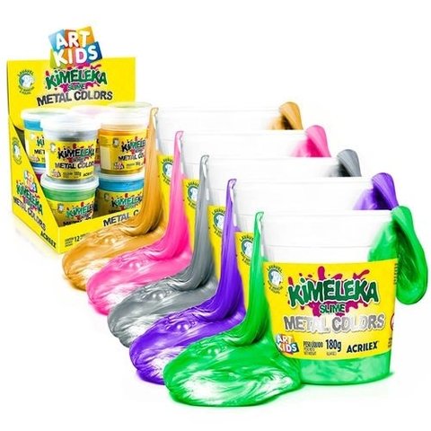 MASA SLIME KIMELEKA ACRILEX METALICA 180GR PACK X 12 UNIDADES