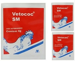 Vetococ 3 Envelopes de 4g KIT 12g Para tratamento da coriza, diarreia branca das Aves e Leitões