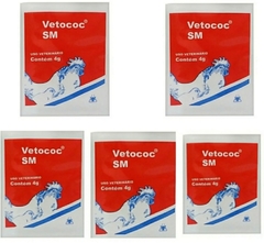 Vetococ 5 Envelopes de 4g KIT 20g Para tratamento da coriza, diarreia branca das Aves e Leitões