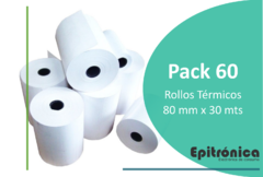 Pack 60 Rollos Papel Térmico 80x30