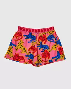 short malha onça coração rosa - comprar online