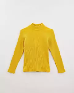 blusa rib manga longa amarelo