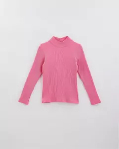 blusa rib manga longa rosa - comprar online