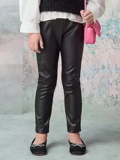 Calça Black Fake Leather Anime