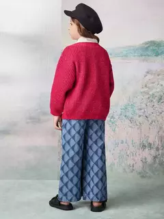 Cardigan de Tricot Rosa com Laço Anime na internet