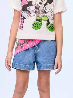 Short Jeans da Minnie com Lenço Estampado Anime