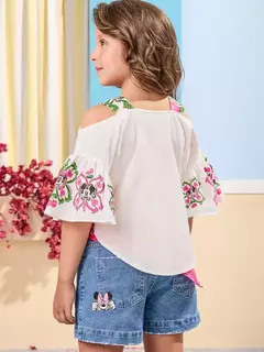 Short Jeans da Minnie com Lenço Estampado Anime na internet